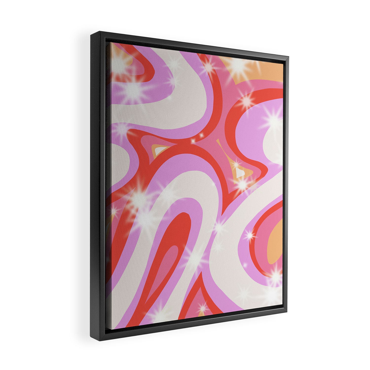 Groovy Party swirls pink Framed Canvas Print Gallery Image 2