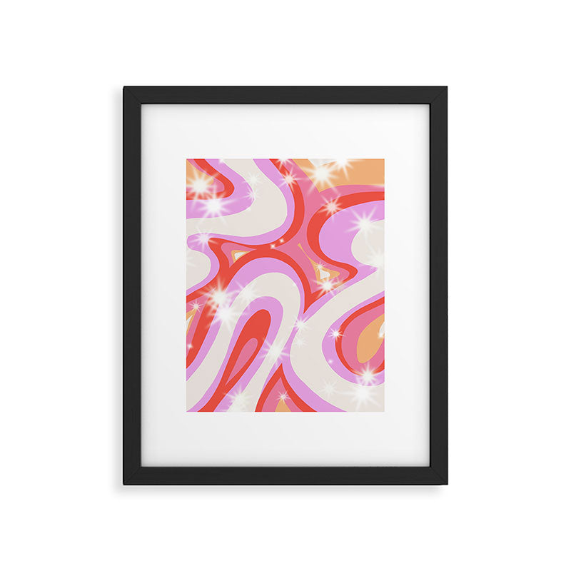 Groovy Party swirls pink Framed Art Print Gallery Image 5