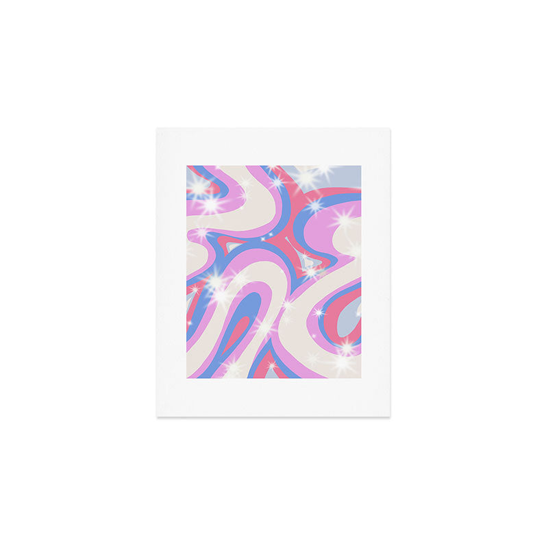 Groovy retro swirls purple Art Print Gallery Image 1
