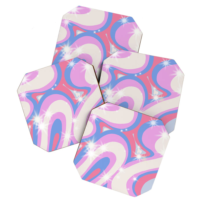 Groovy retro swirls purple Coaster Gallery Image 1