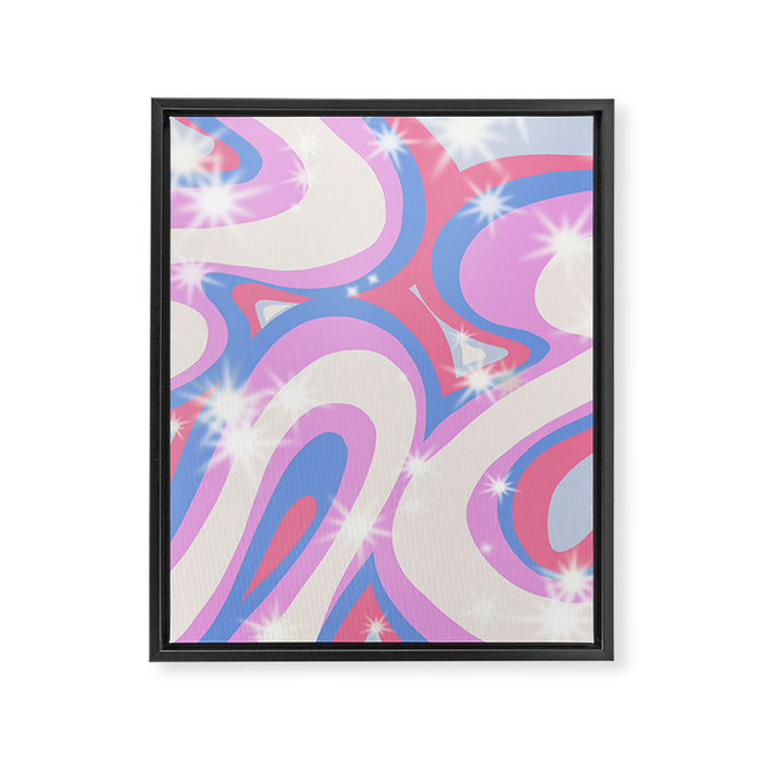 Groovy retro swirls purple Framed Canvas Print Gallery Image 1