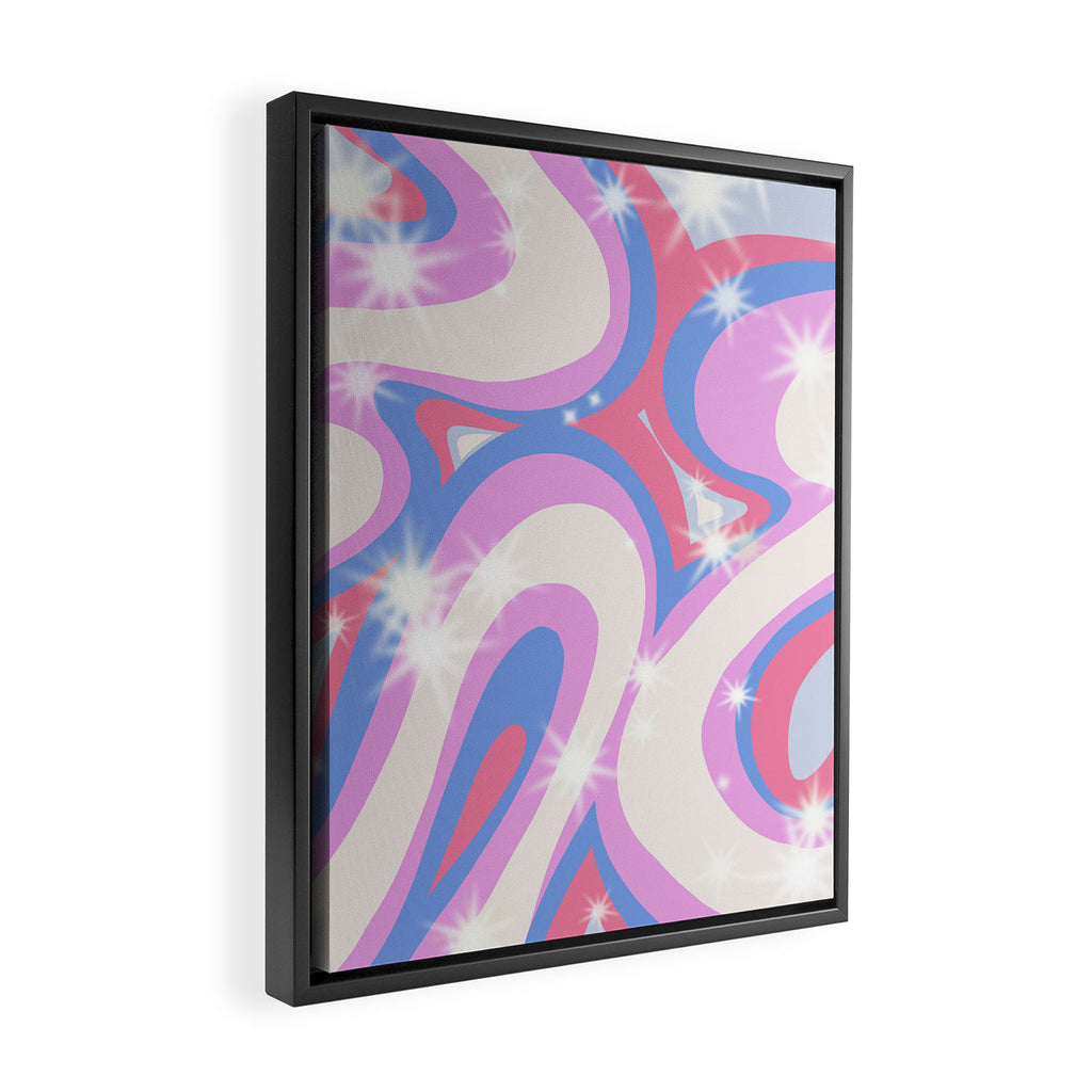 Groovy retro swirls purple Framed Canvas Print Gallery Image 2