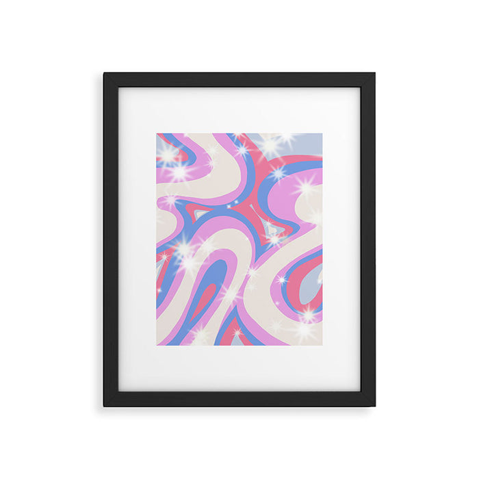Groovy retro swirls purple Framed Art Print Gallery Image 1