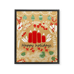 happy holidays christmas greetings - folk art illustration Framed Canvas Print Gallery Image 6