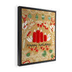 happy holidays christmas greetings - folk art illustration Framed Canvas Print Gallery Image 2