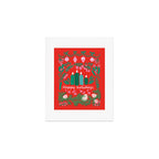 happy holidays greetings - folk art illustration Art Print Gallery Image 1