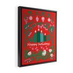 happy holidays greetings - folk art illustration Framed Canvas Print Gallery Image 2