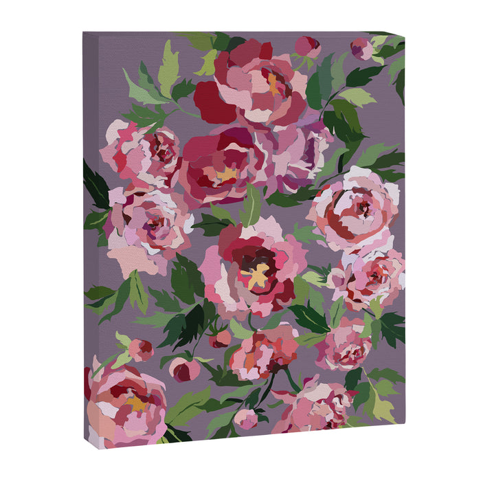 Happy peony lilac background Canvas Print Gallery Image 1