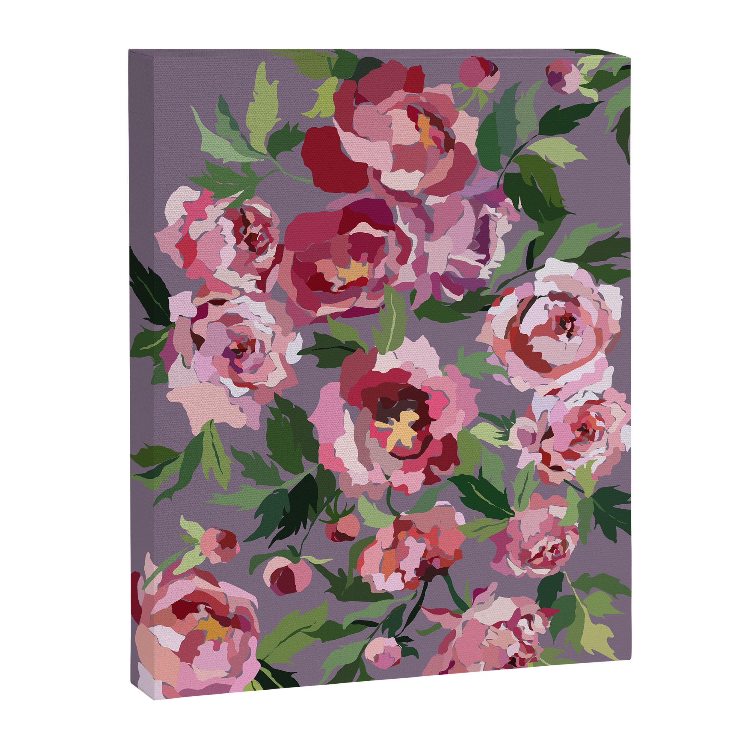 Happy peony lilac background Canvas Print Gallery Image 6