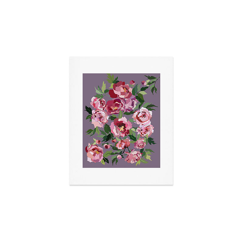Happy peony lilac background Art Print Gallery Image 1