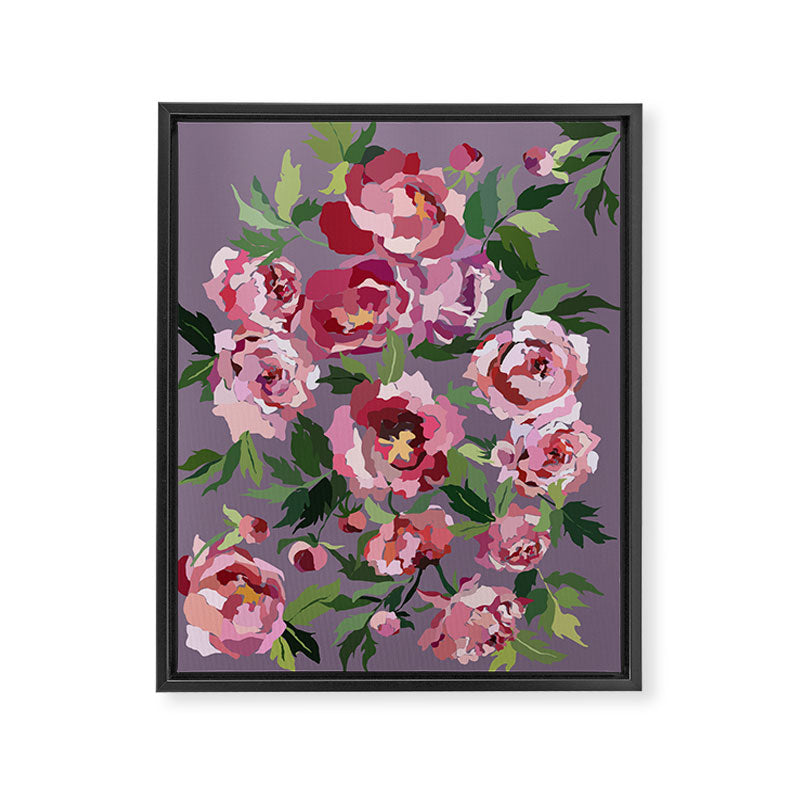 Happy peony lilac background Framed Canvas Print Gallery Image 6
