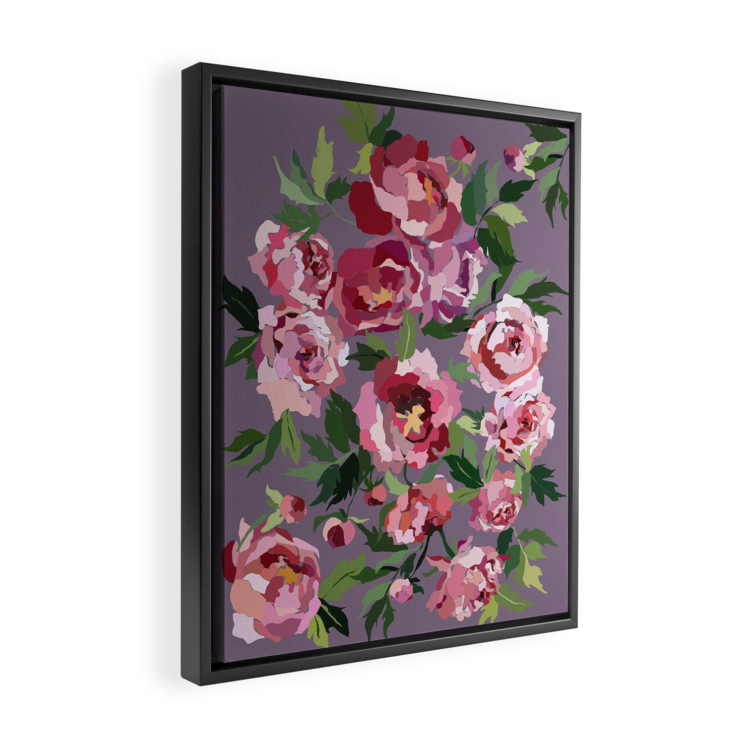 Happy peony lilac background Framed Canvas Print Gallery Image 2