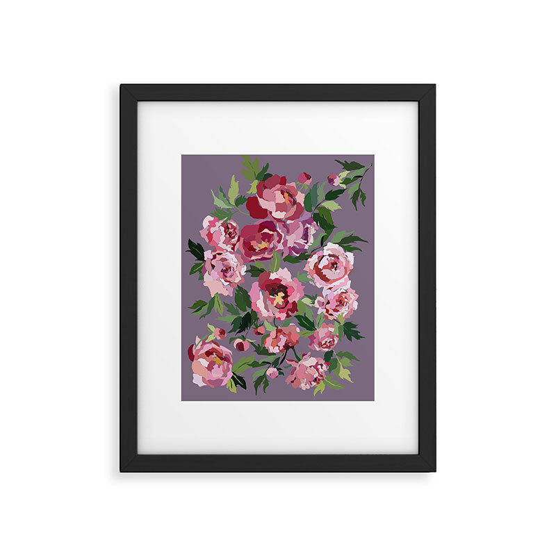 Happy peony lilac background Framed Art Print Gallery Image 4