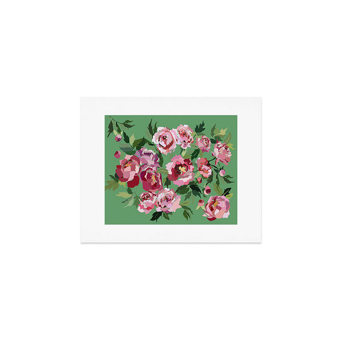 Happy peony vintage mint background Art Print Gallery Image 1