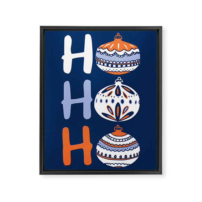 HoHoHo Cheerful little Christmas Illustration blue Framed Canvas Print Gallery Image 1
