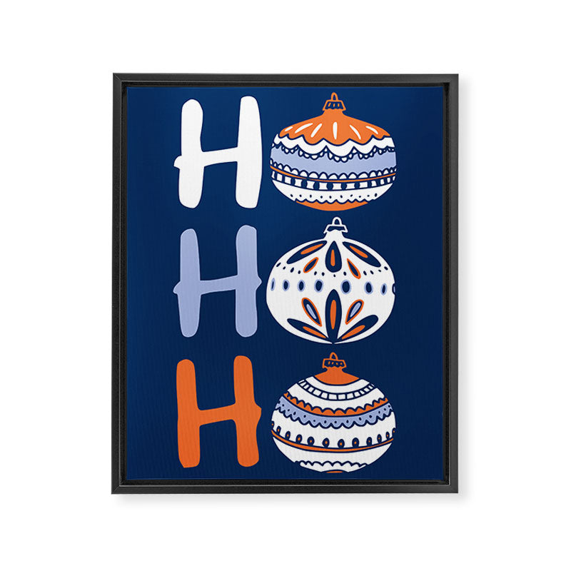 HoHoHo Cheerful little Christmas Illustration blue Framed Canvas Print Gallery Image 6