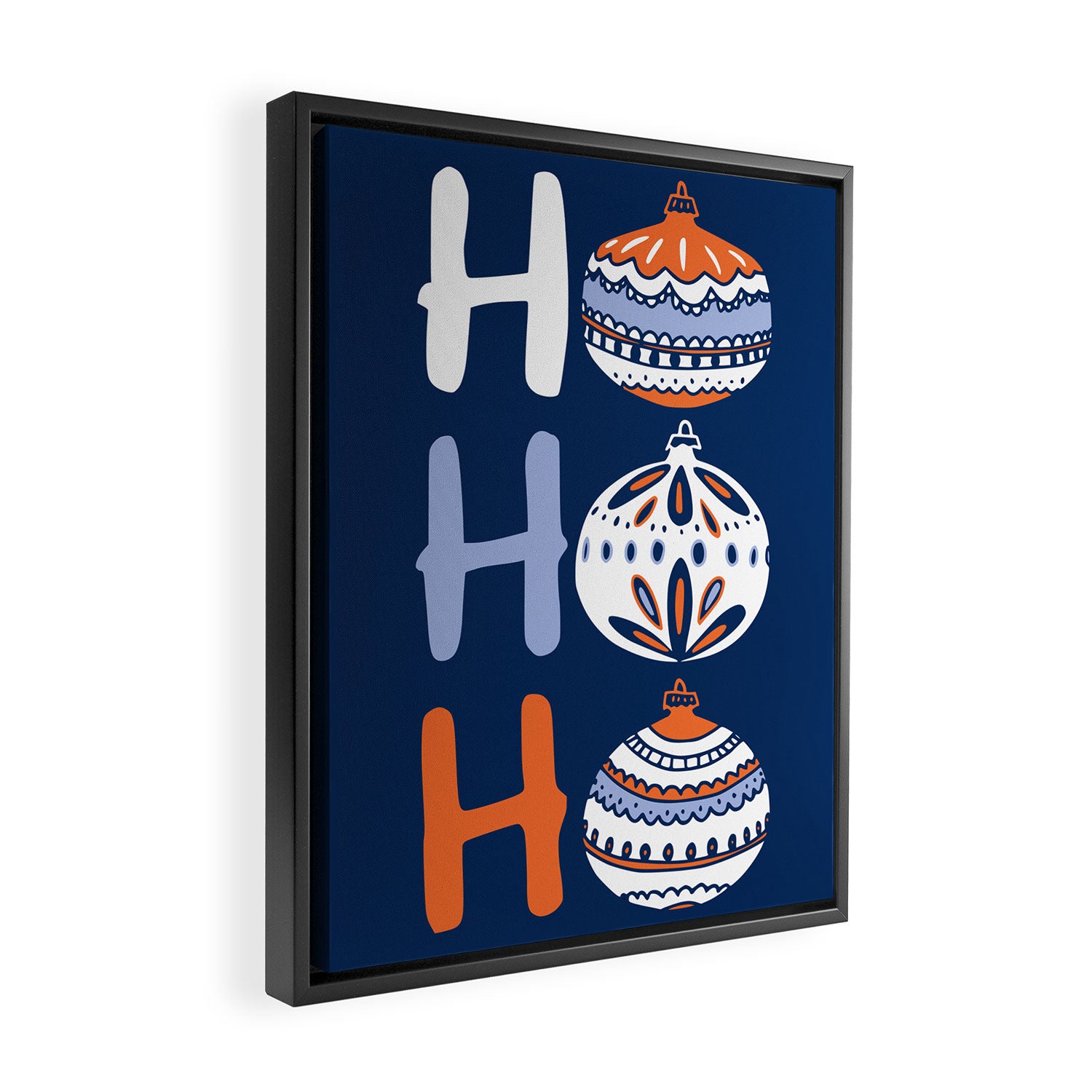 HoHoHo Cheerful little Christmas Illustration blue Framed Canvas Print Gallery Image 2