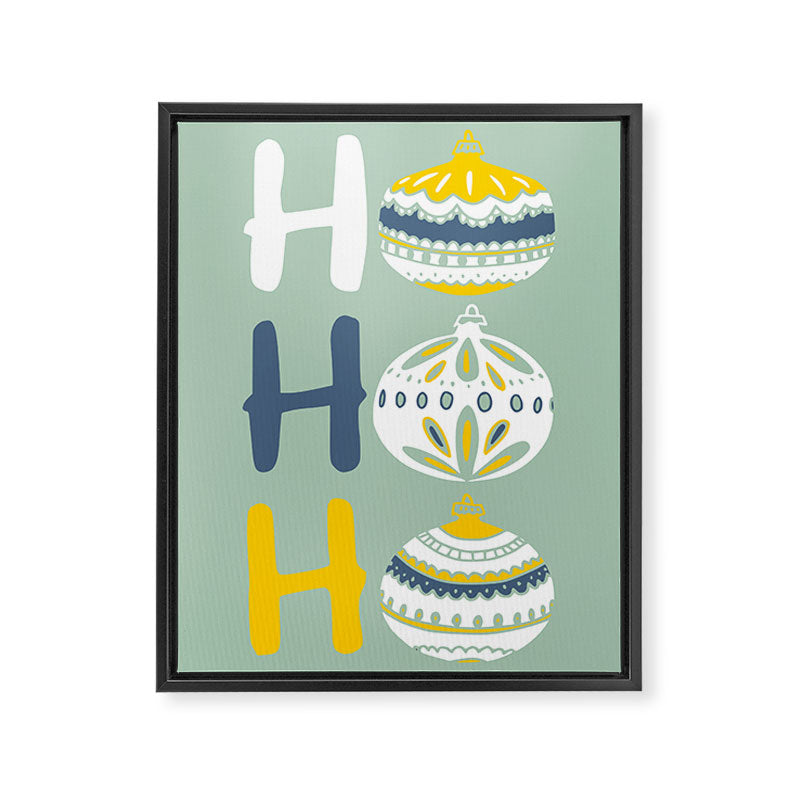 HoHoHo Cheerful little Christmas Illustration mint Framed Canvas Print Gallery Image 6
