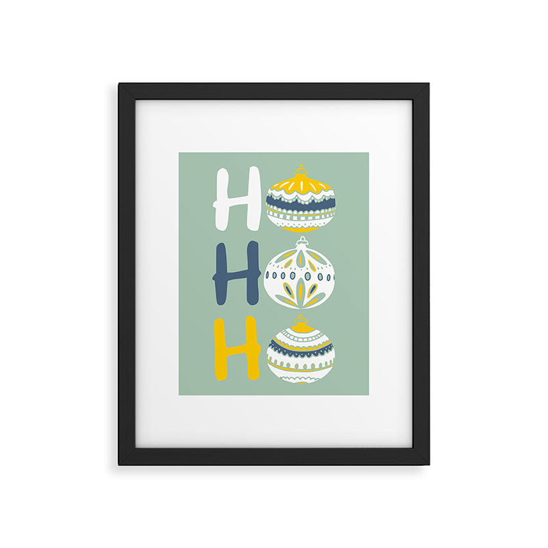 HoHoHo Cheerful little Christmas Illustration mint Framed Art Print Gallery Image 5