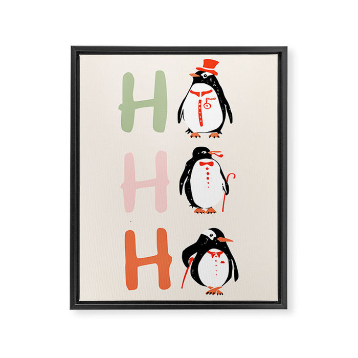 HoHoHo Festive Penguins Framed Canvas Print Gallery Image 1