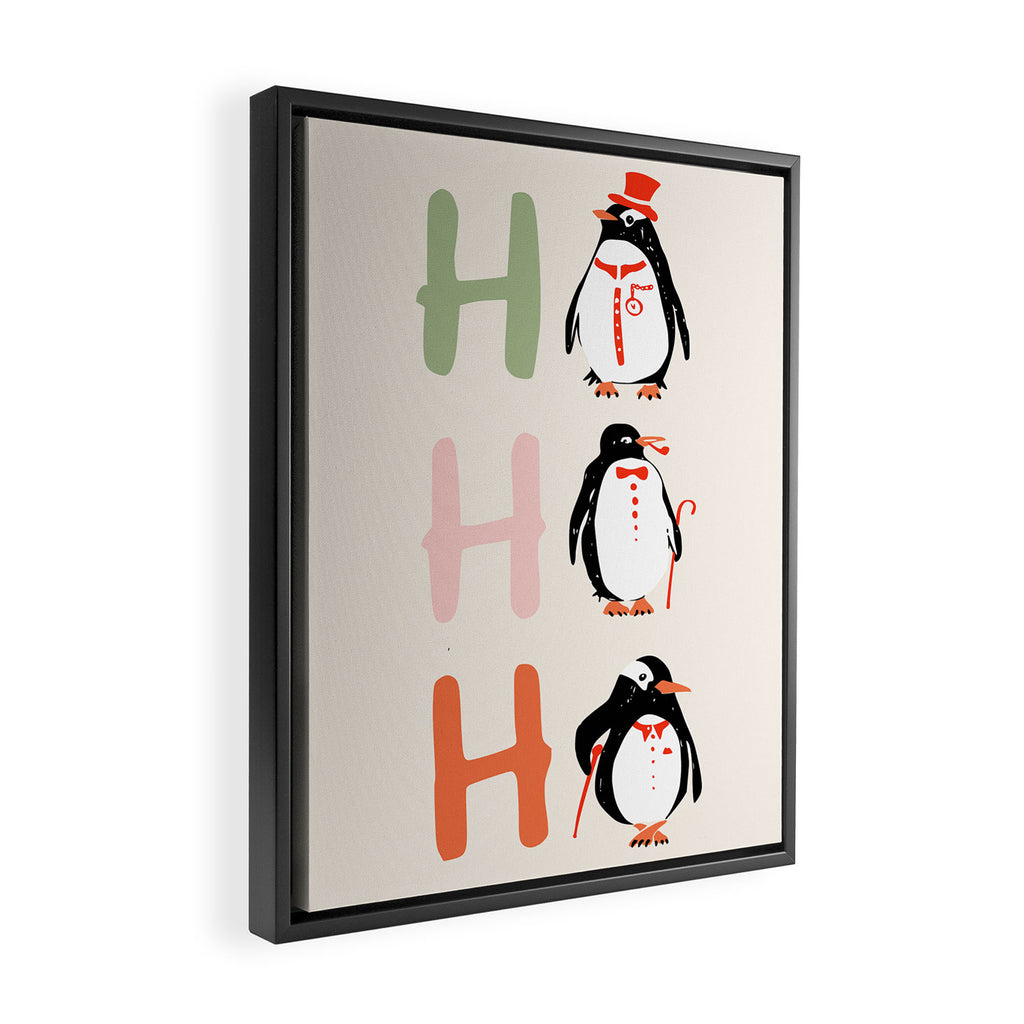 HoHoHo Festive Penguins Framed Canvas Print Gallery Image 2