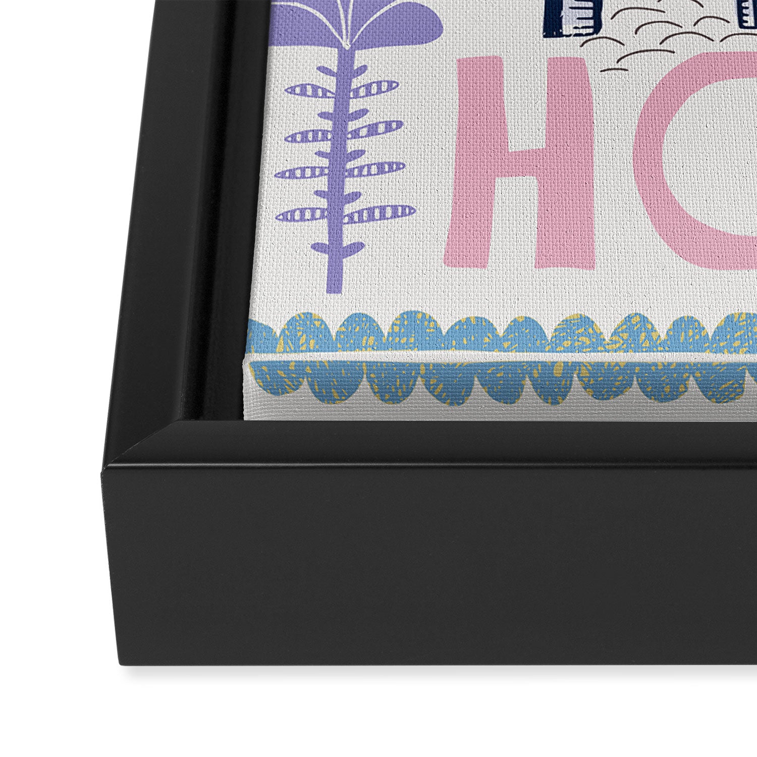 Home Block print lilac Framed Canvas Print Gallery Image 3
