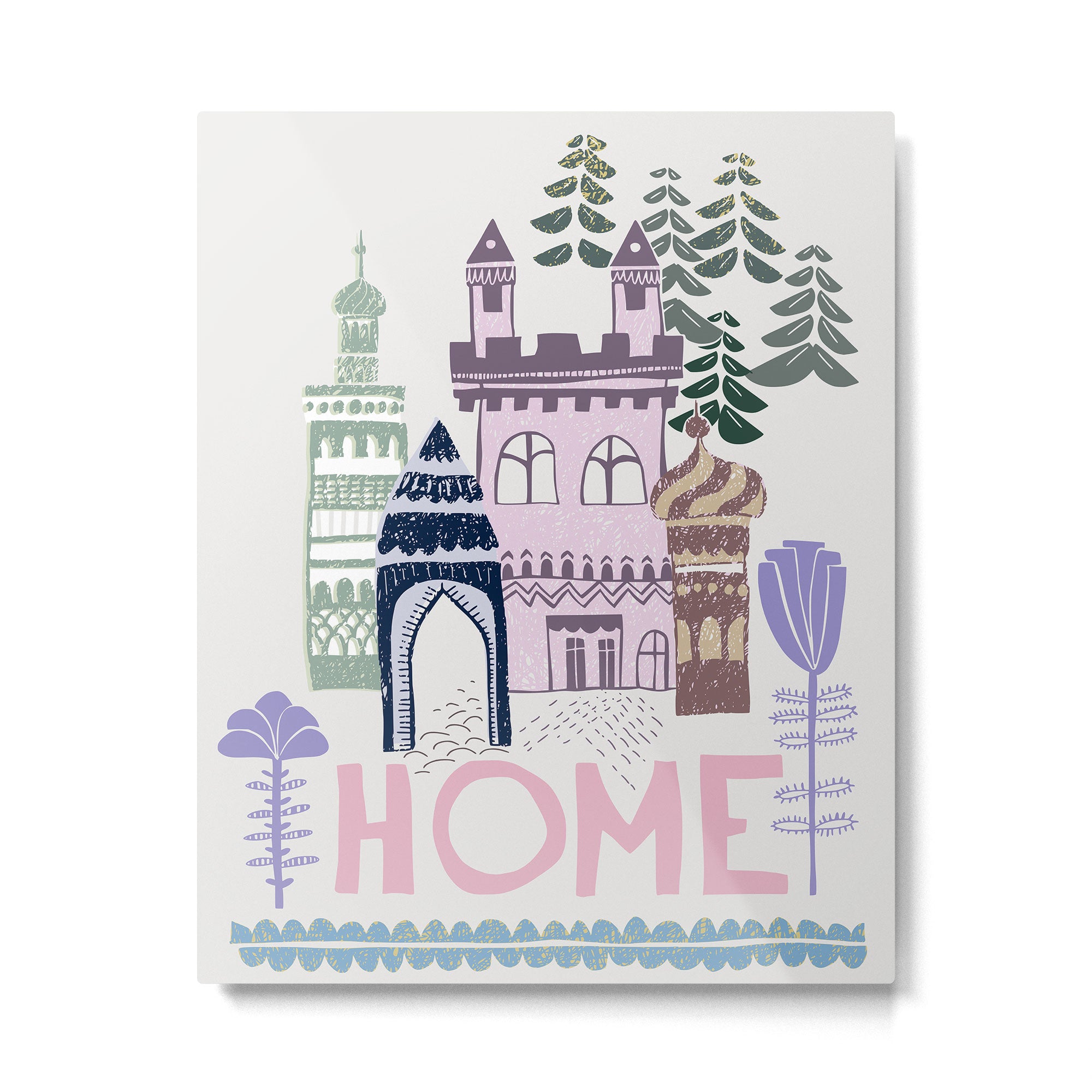 Home Block print lilac Metal Print Gallery Image 4