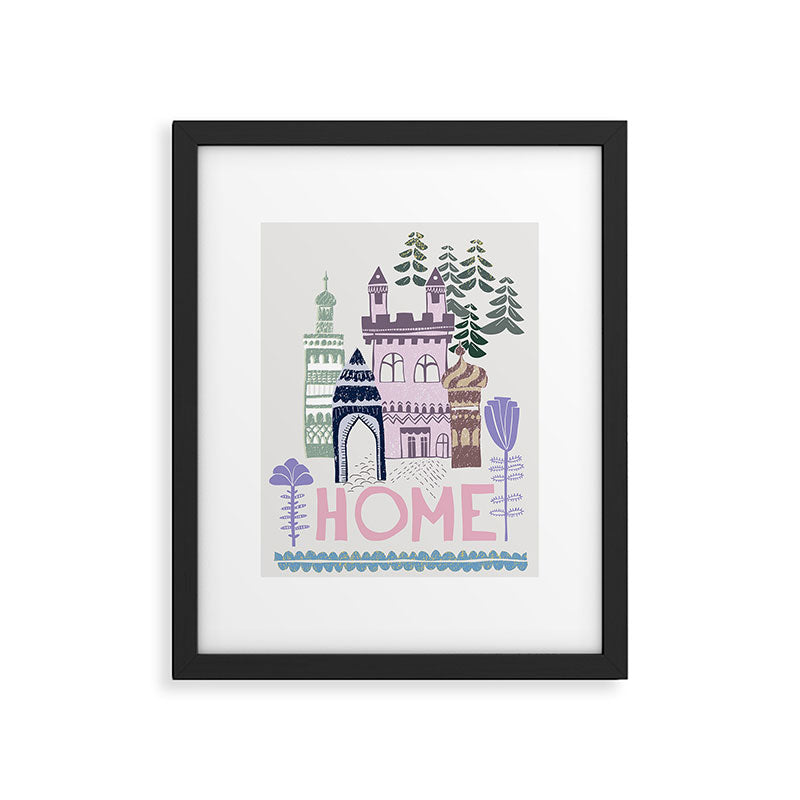 Home Block print lilac Framed Art Print Gallery Image 5