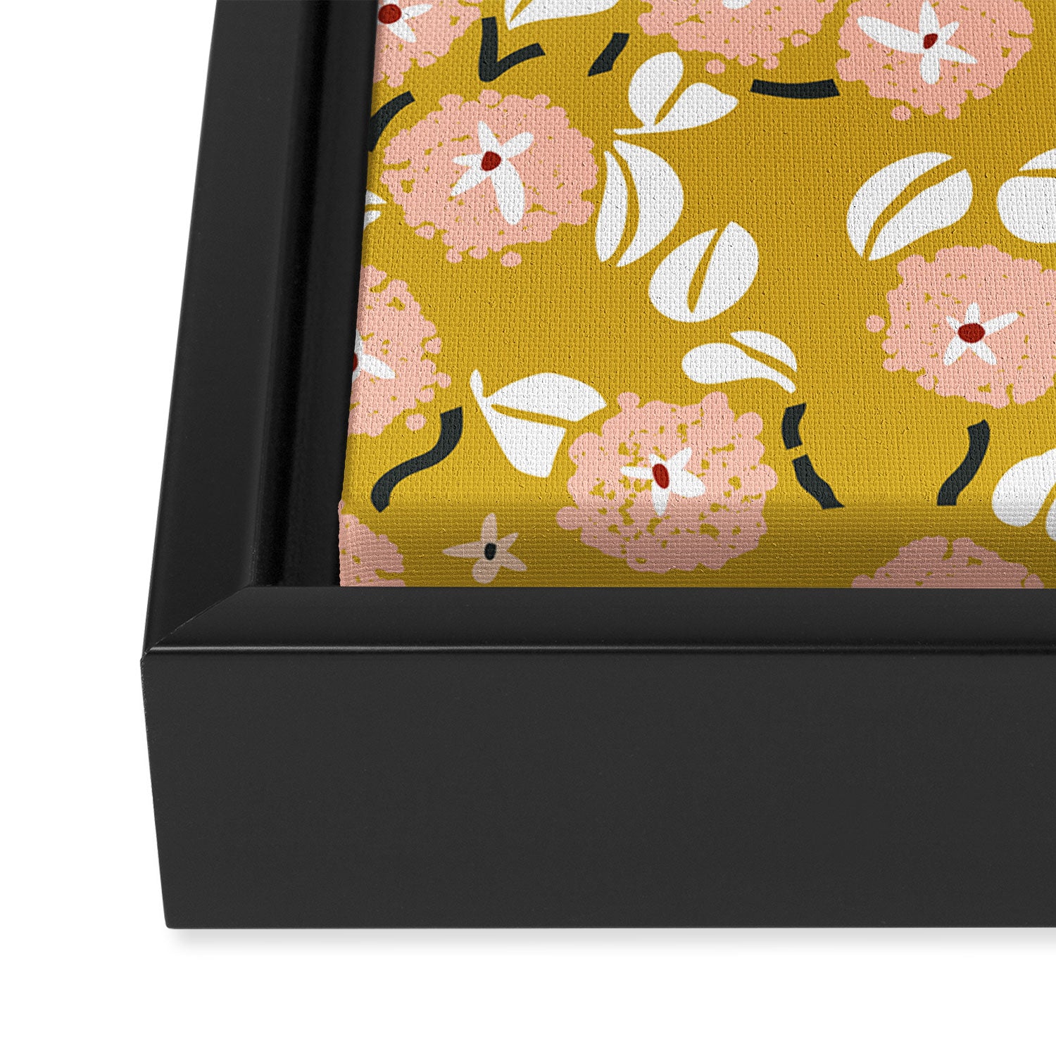 japanese Flowers light mustard Framed Canvas Print Gallery Image 3