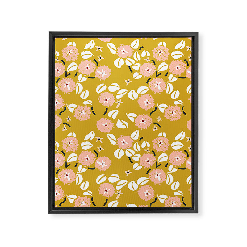 japanese Flowers light mustard Framed Canvas Print Gallery Image 8