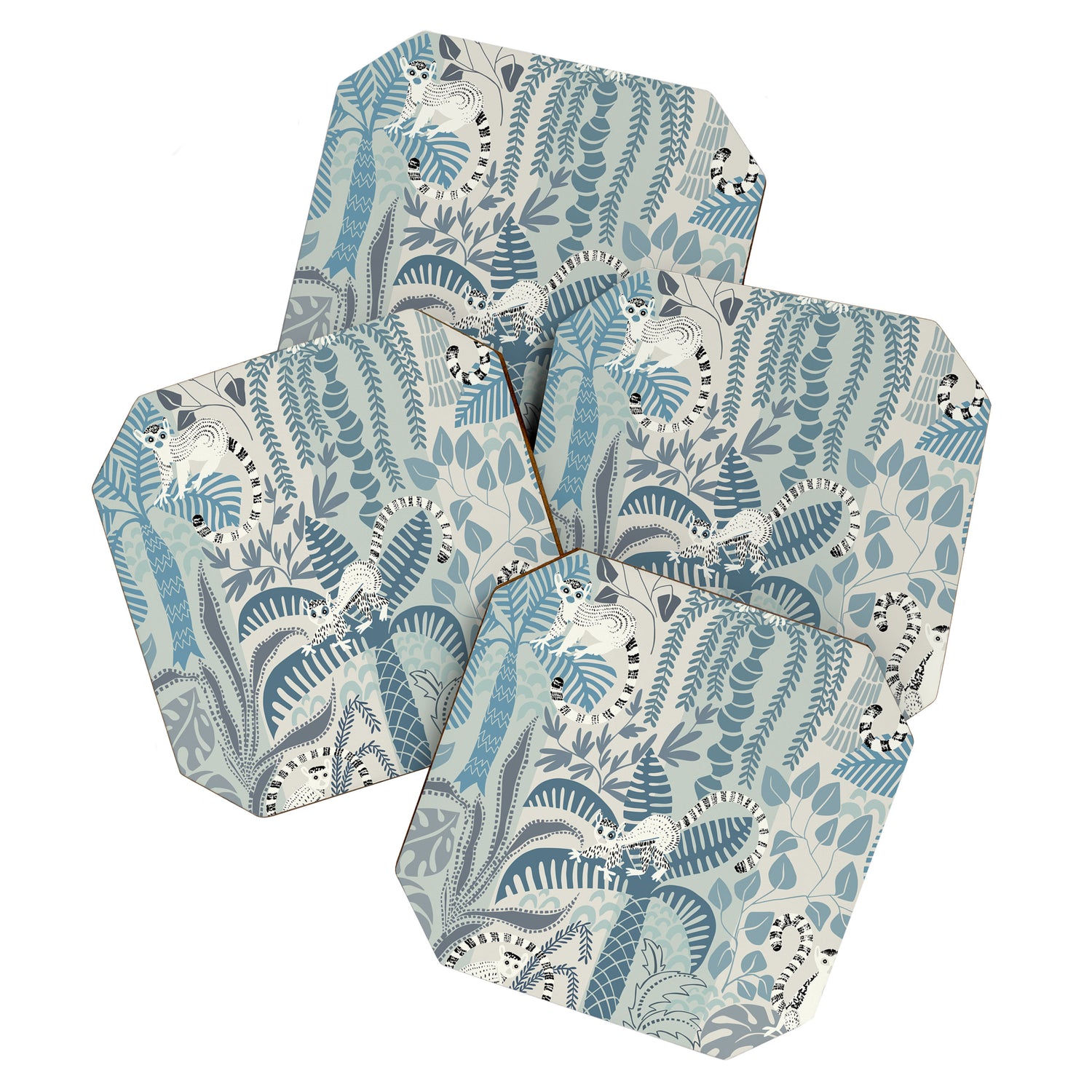 Jungle adventure chalky blue Coaster Gallery Image 1
