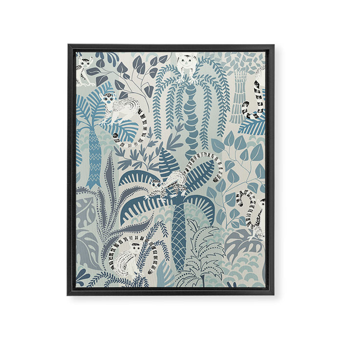 Jungle adventure chalky blue Framed Canvas Print Gallery Image 1