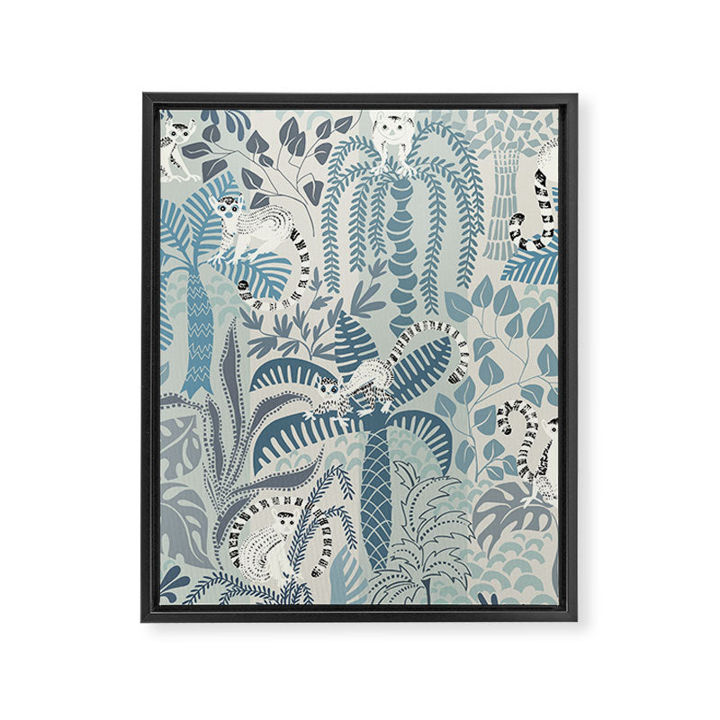 Jungle adventure chalky blue Framed Canvas Print Gallery Image 6