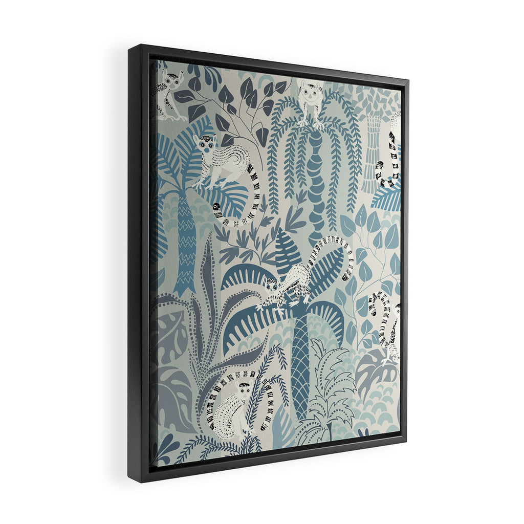 Jungle adventure chalky blue Framed Canvas Print Gallery Image 2