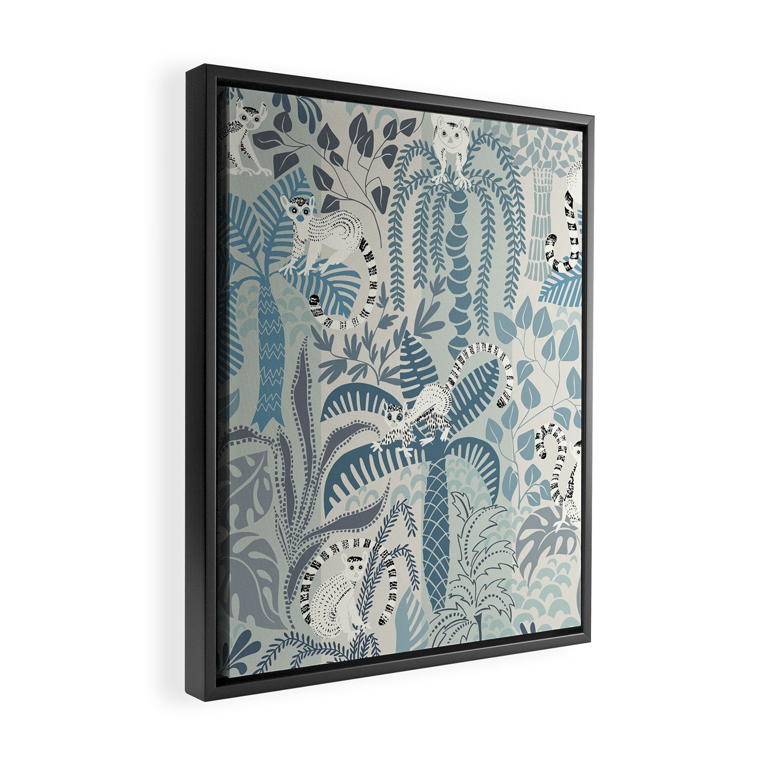 Jungle adventure chalky blue Framed Canvas Print Gallery Image 2