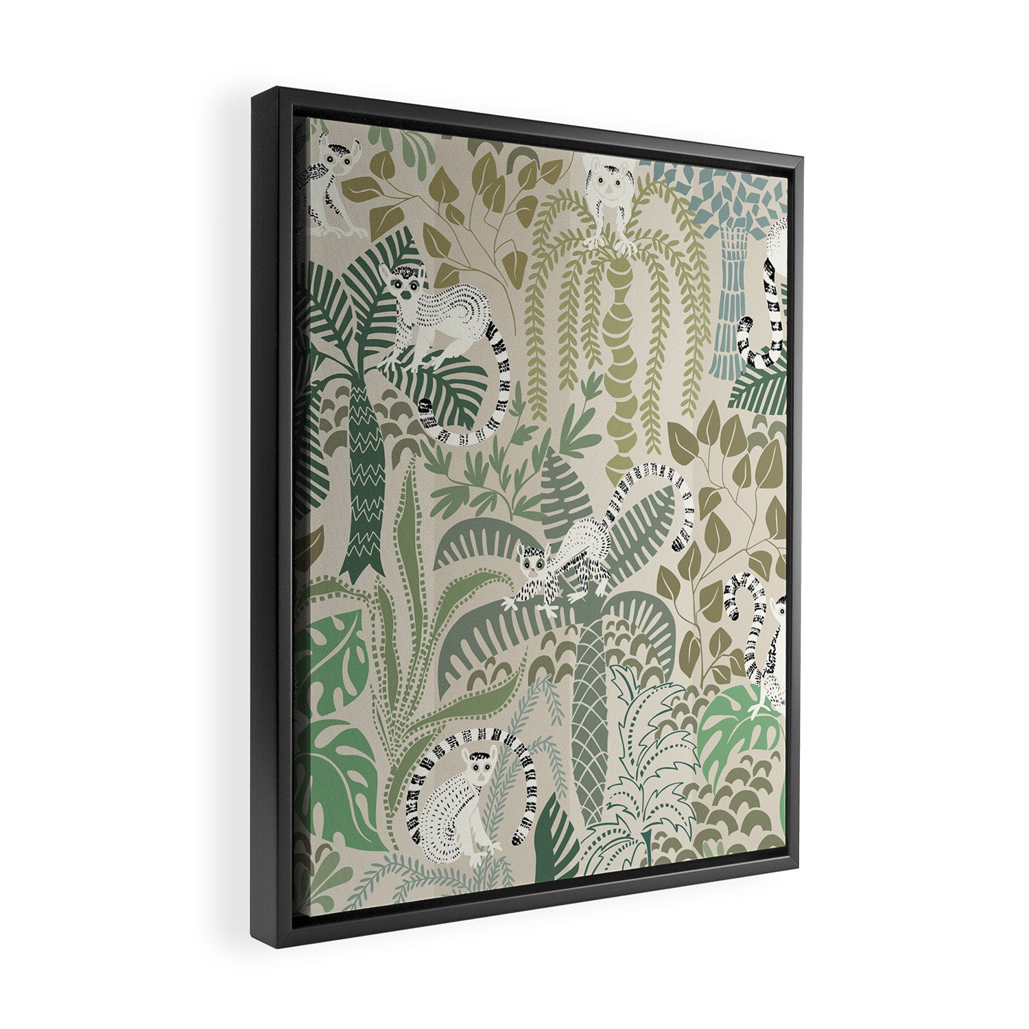 Jungle adventure natural green Framed Canvas Print Gallery Image 2