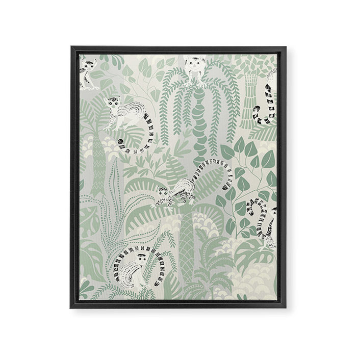 Jungle adventure soft sage green Framed Canvas Print Gallery Image 1