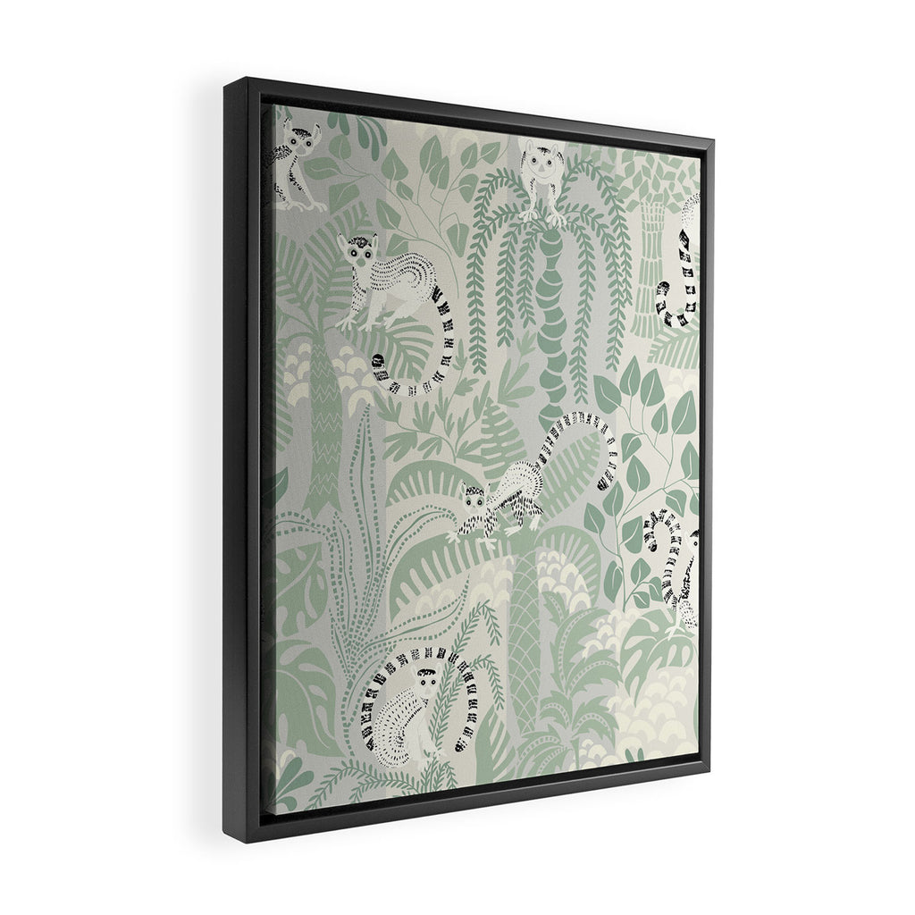 Jungle adventure soft sage green Framed Canvas Print Gallery Image 2