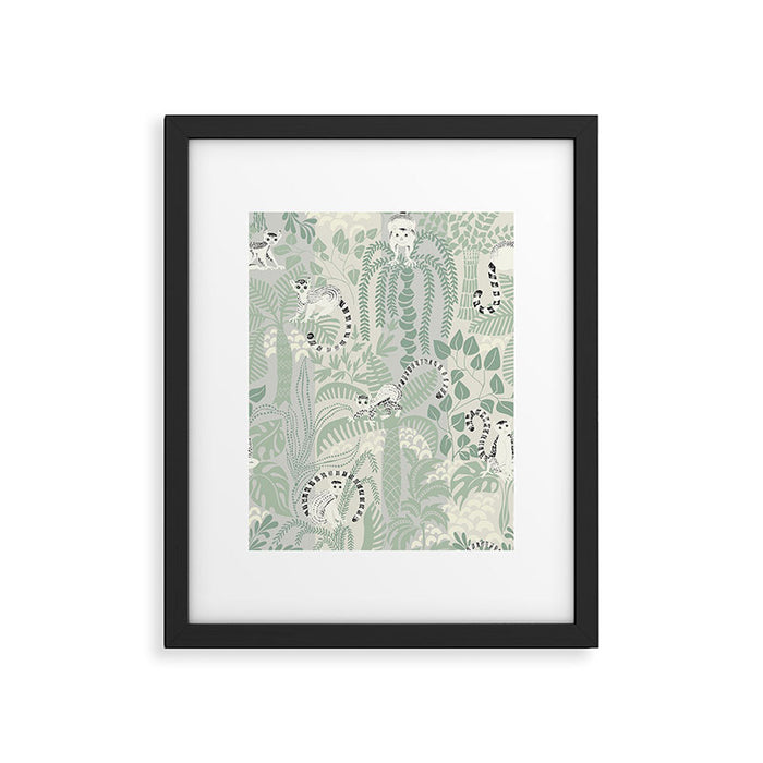 Jungle adventure soft sage green Framed Art Print Gallery Image 1
