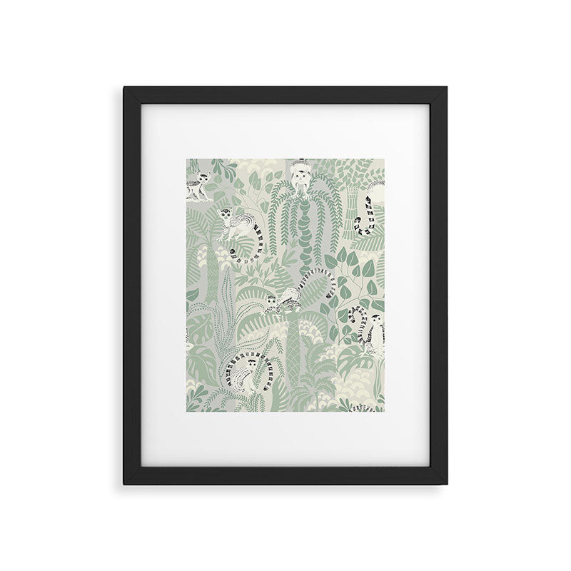Jungle adventure soft sage green Framed Art Print Gallery Image 5