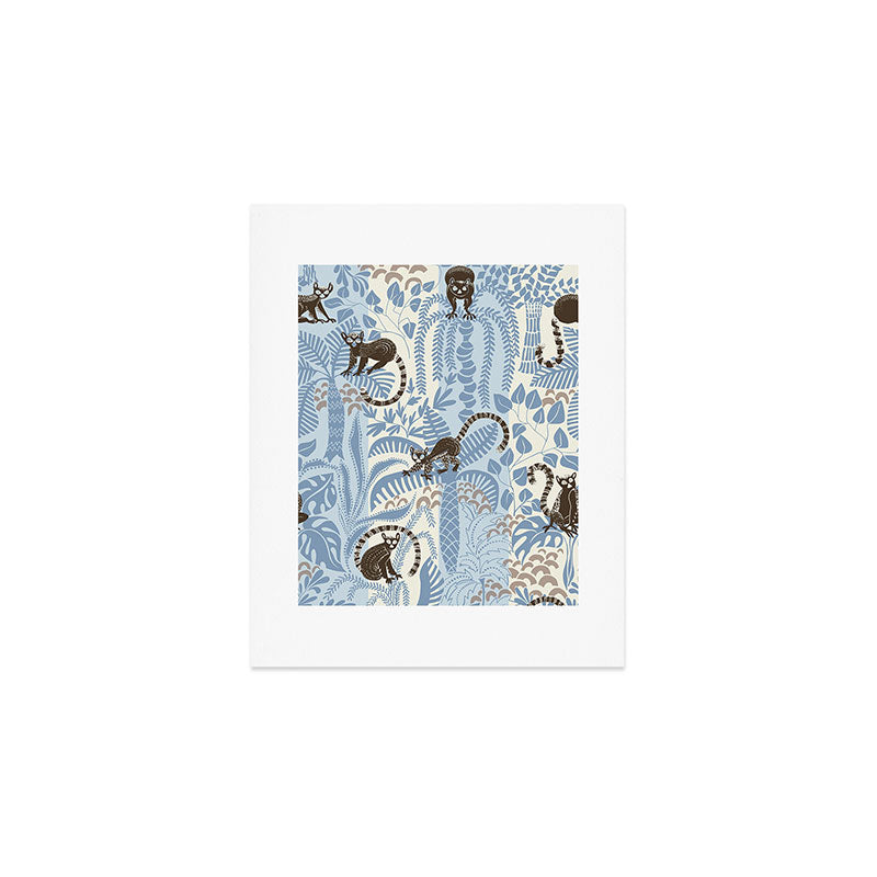 Jungle adventure striped blue Art Print Gallery Image 1