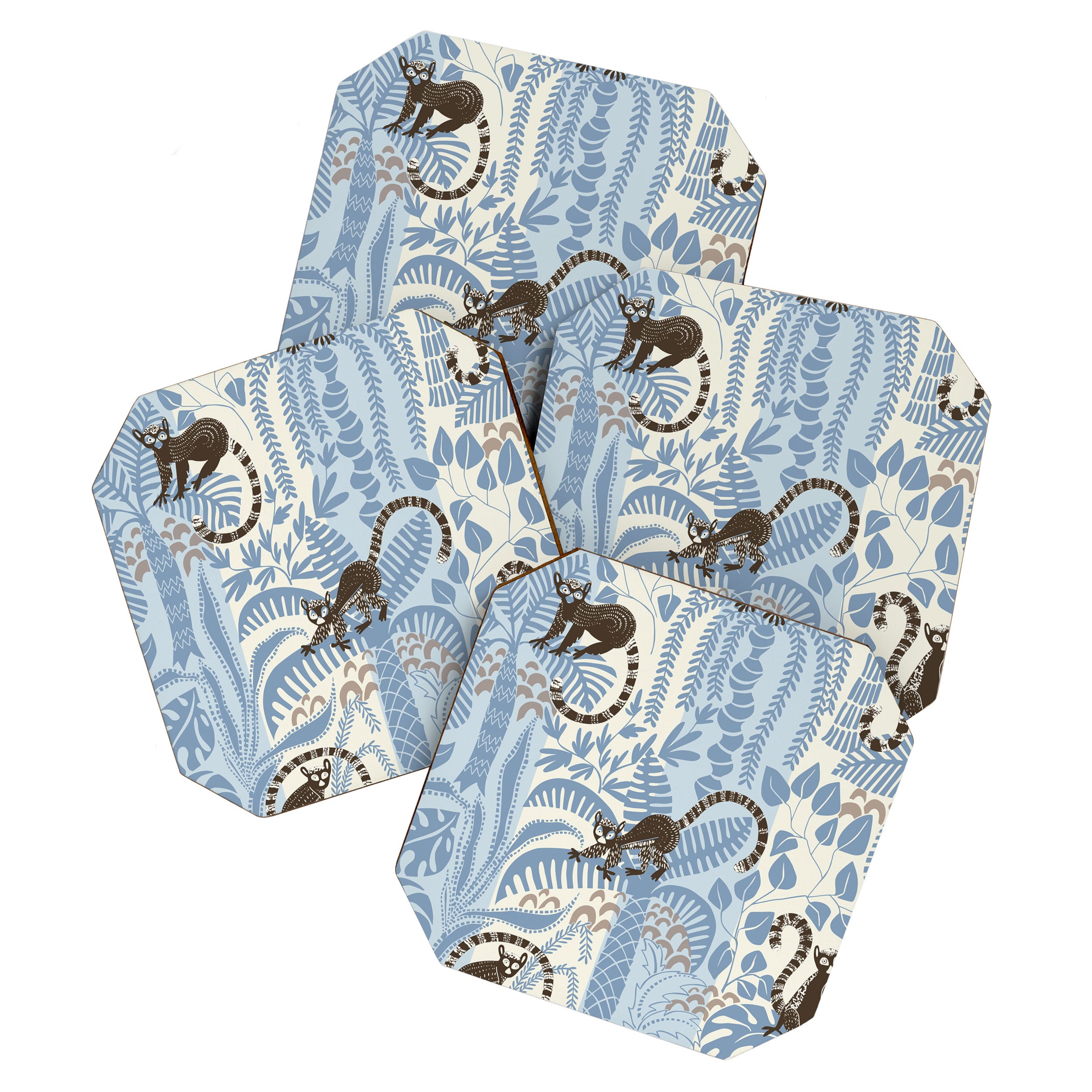 Jungle adventure striped blue Coaster Gallery Image 1