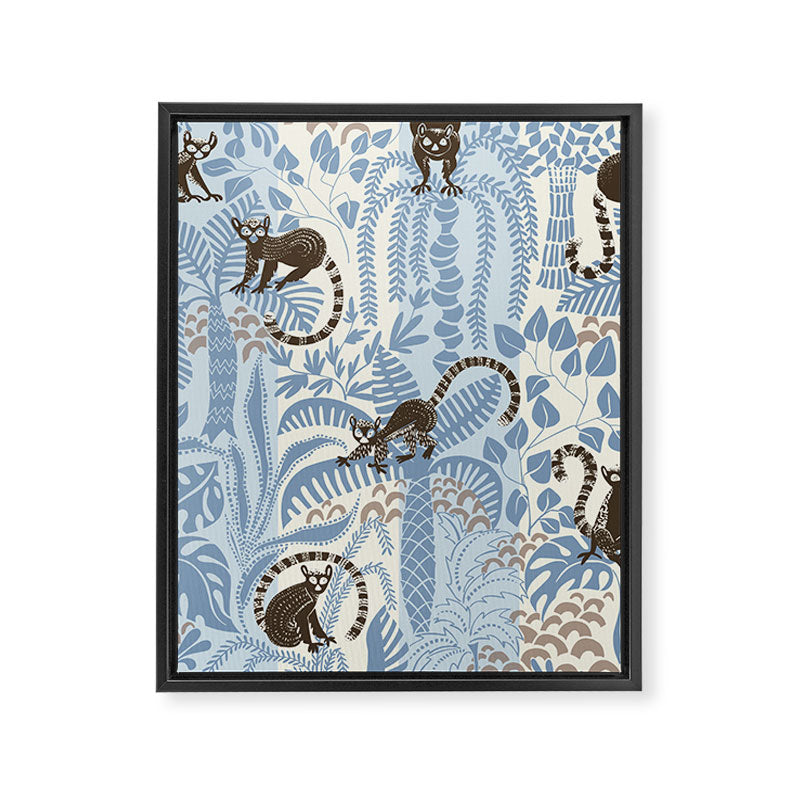 Jungle adventure striped blue Framed Canvas Print Gallery Image 6