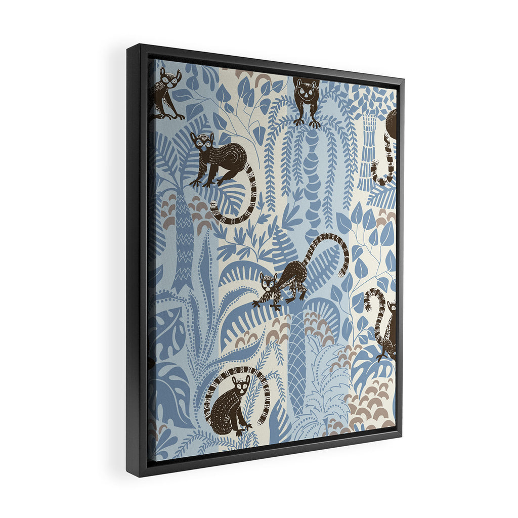 Jungle adventure striped blue Framed Canvas Print Gallery Image 2