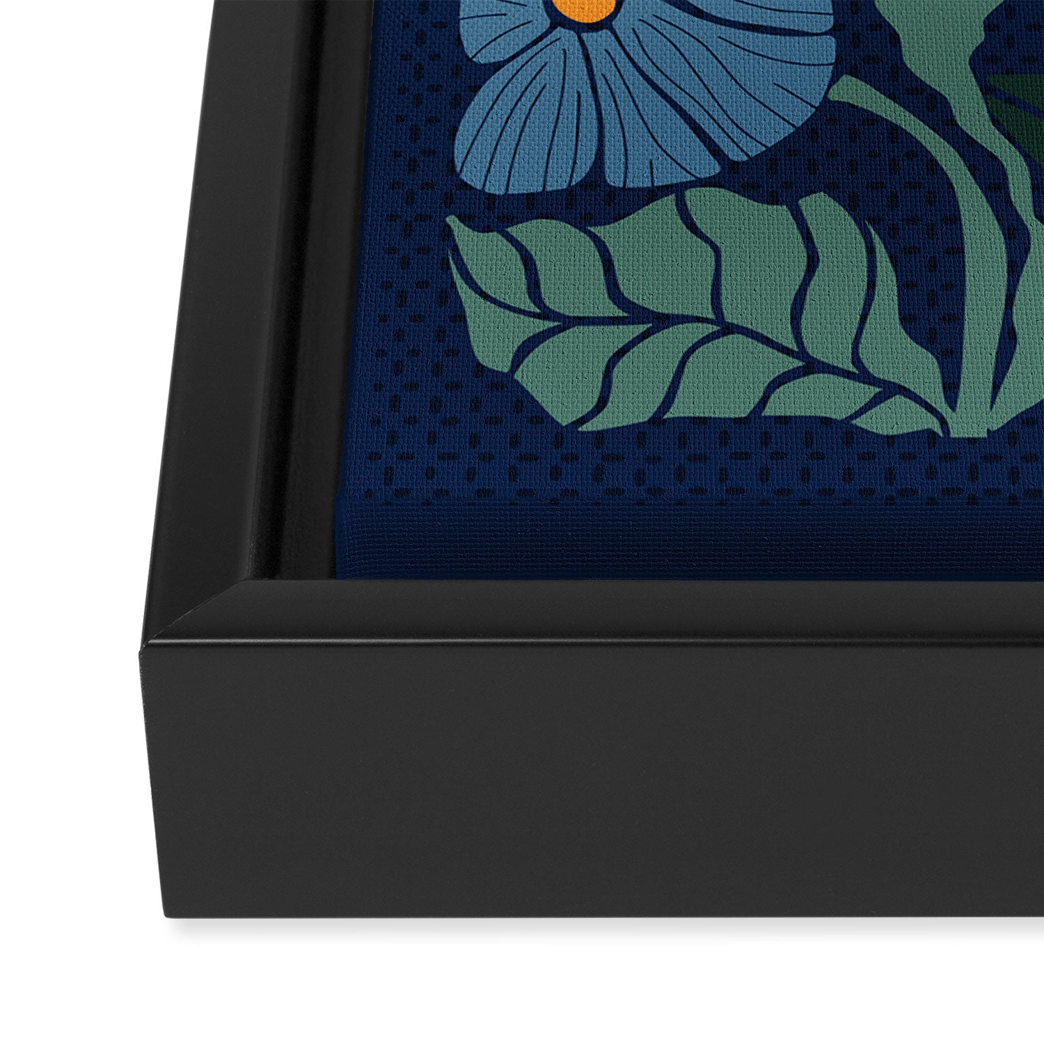 Klimt flower dark blue Framed Canvas Print Gallery Image 3