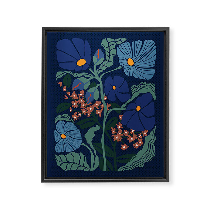 Klimt flower dark blue Framed Canvas Print Gallery Image 6