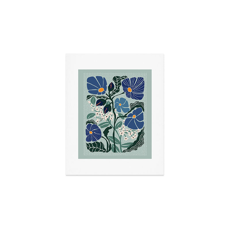 Klimt flowers light blue Art Print Gallery Image 1