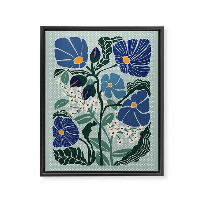 Klimt flowers light blue Framed Canvas Print Gallery Image 1