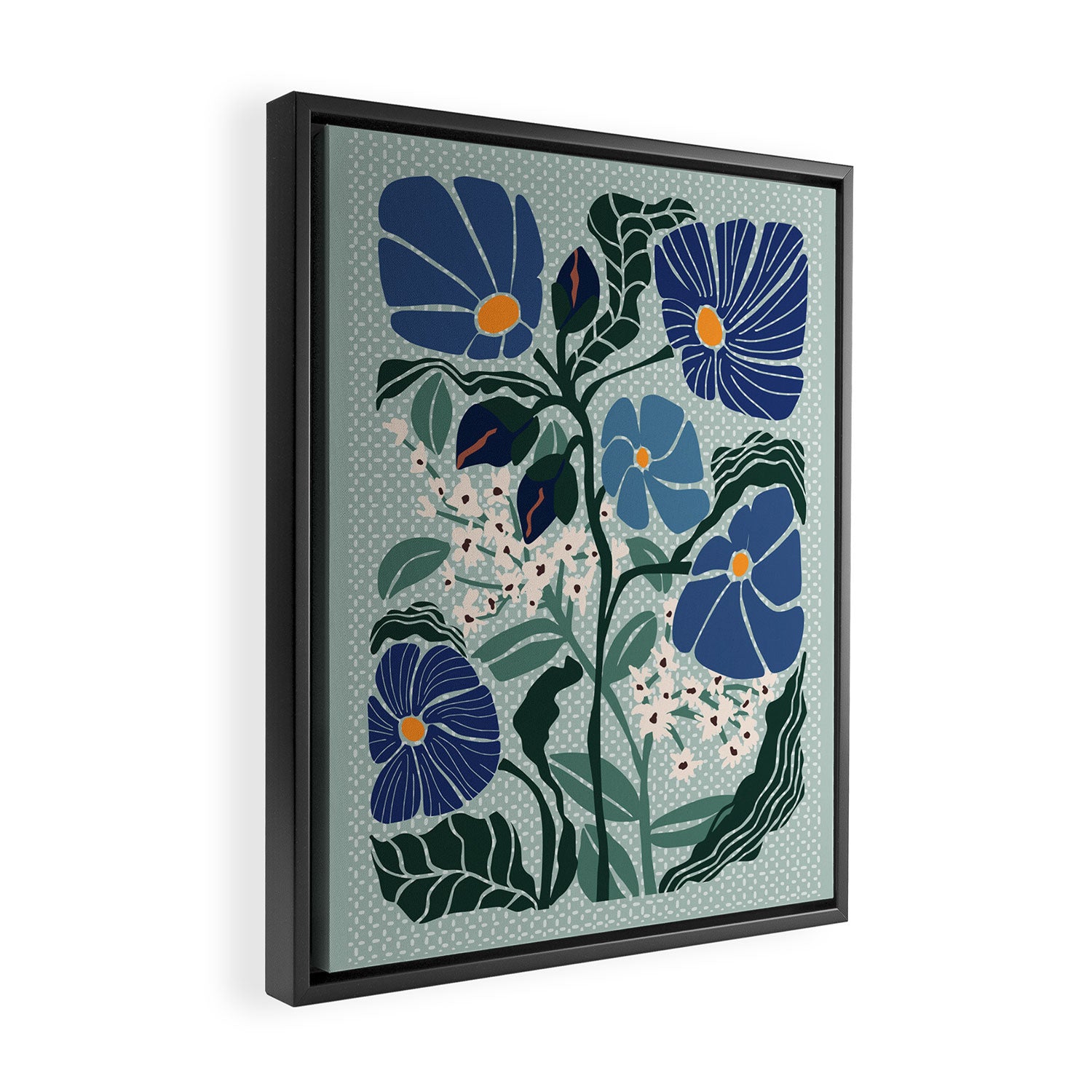 Klimt flowers light blue Framed Canvas Print Gallery Image 2