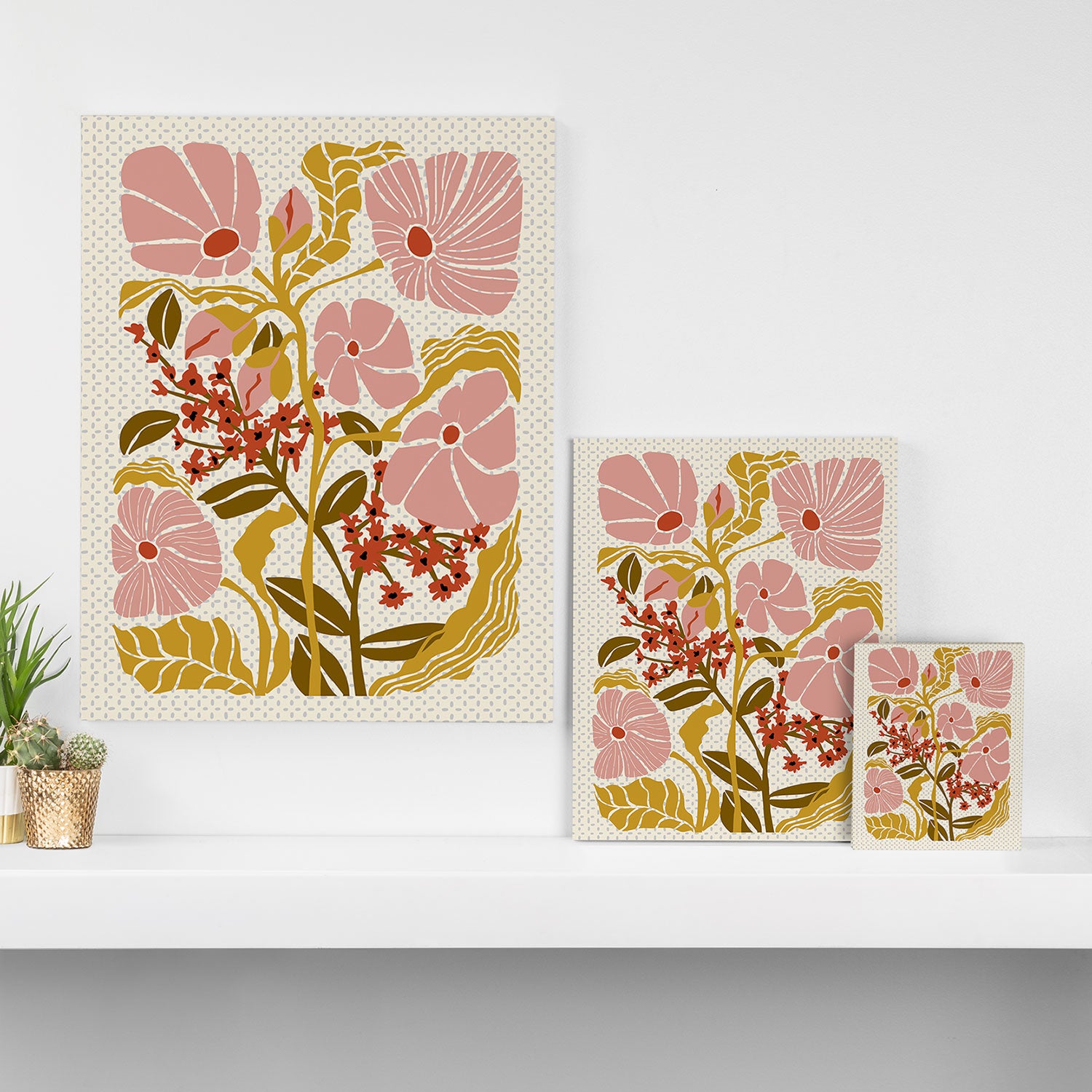 Klimt flowers  soft rose Canvas Print Gallery Image 3